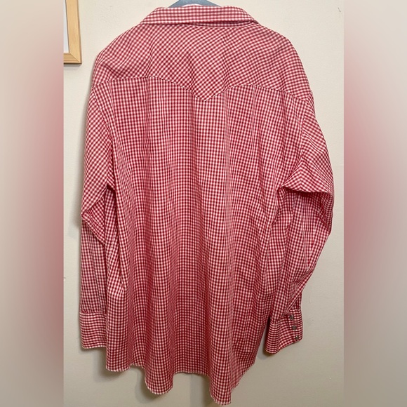 Vintage 60s H Bar C California Ranchwear Red White Gingham Button Western Shirt - Picture 4 of 9
